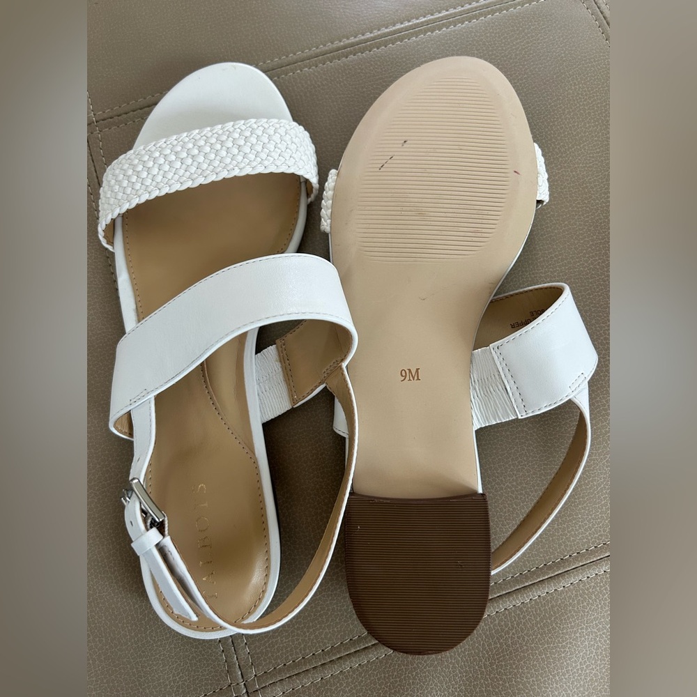 NEW Talbots White Braided-Strap Leather Sandals with Ankle Buckle size 9 - Picture 3 of 4